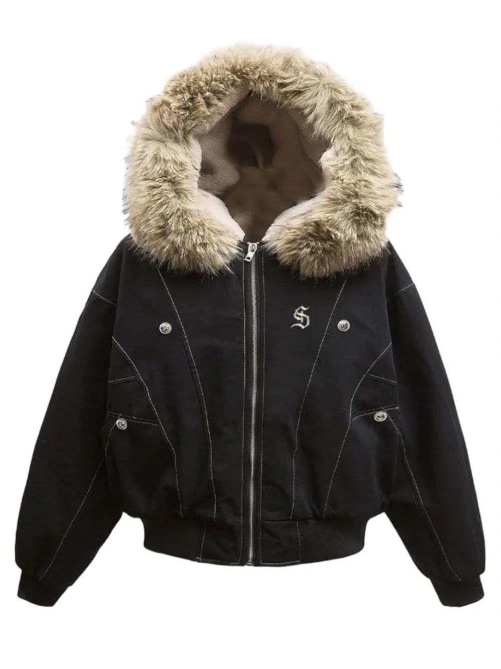 thesupermade Unisex Faux Fur Hoodie Jacket